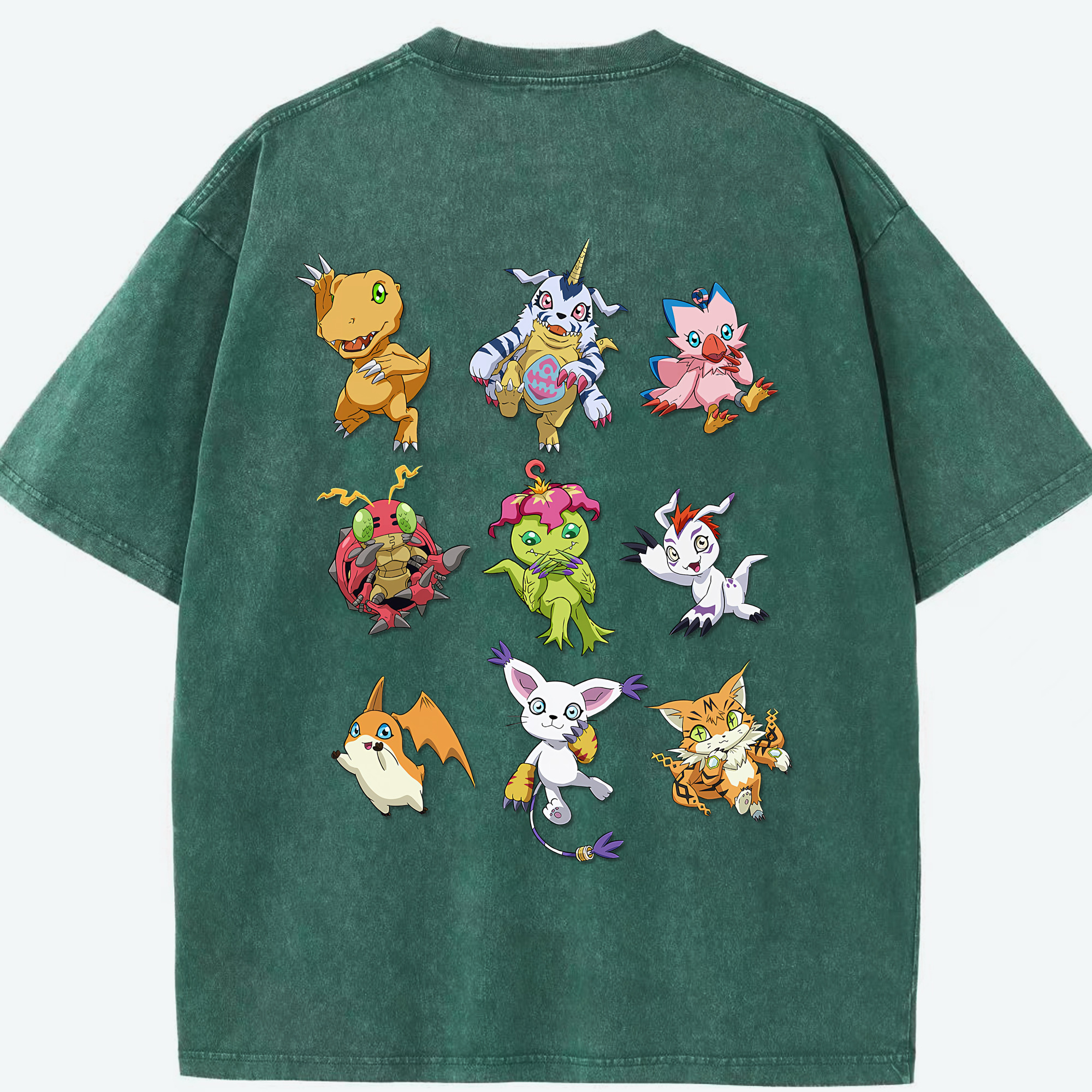 （画像用） Digimon デジタルモンスター/デジモン 綿100% ヴィンテージ風 半袖Tシャツ（背面プリント）